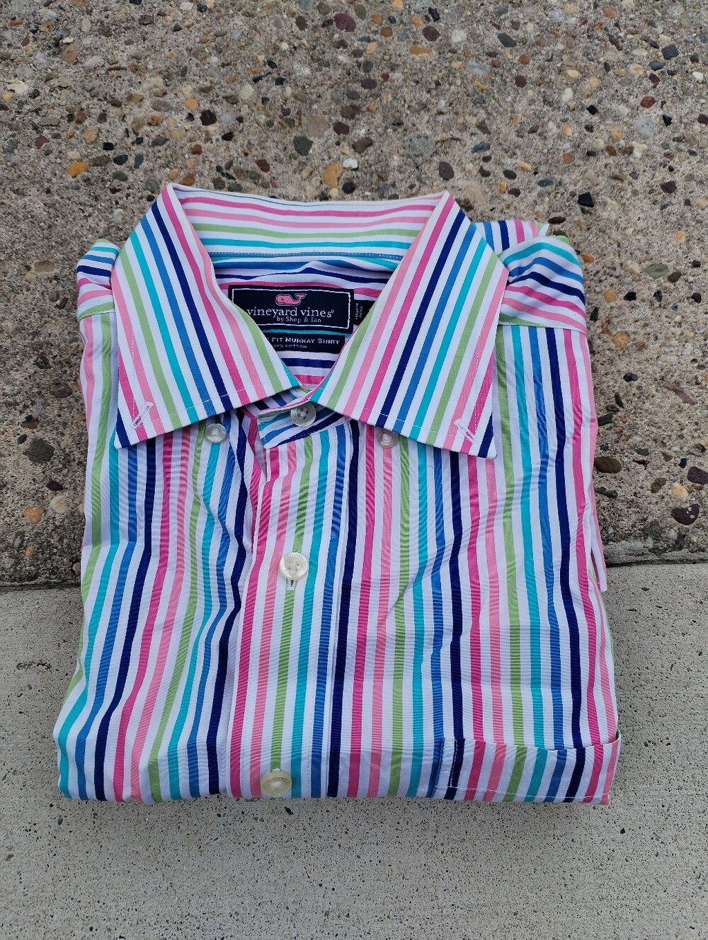 Vineyard Vines Shep & Ian Classic Fit Murray Shirt Colorful Striped Button Up L